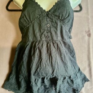Milkmaid Black Lace Trimmed Women's Top
